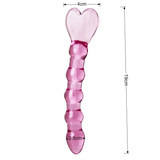 Pink Transparent Beaded Anal Dildo with Heart Design / Waterproof Glass Sex Toy - EVE's SECRETS