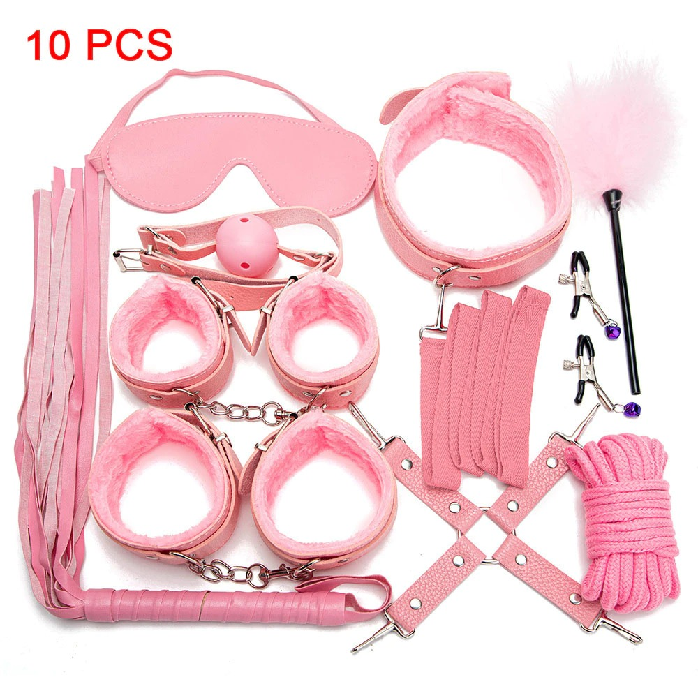 10pcs Bondage Kit BDSM Male Leather Handcuffs - BDSM Toy Kit