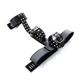 PU Leather Handcuffs With Belt And Сollar / Black Unisex BDSM Adjustable Asesoires - EVE's SECRETS