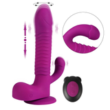 Vibromasseur télécommandé féminin violet / jouet sexuel à double pénétration / masseur clitoridien pour femme 