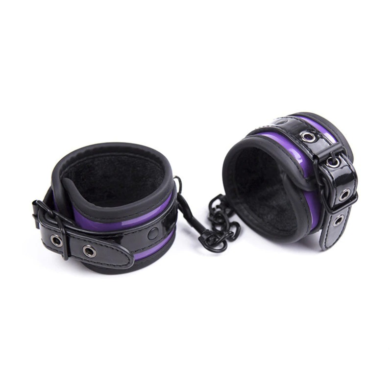 Purple PU Leather Handcuffs for Sex Games / Adult Sex Toy for Women / Tied Hands for Couples - EVE's SECRETS