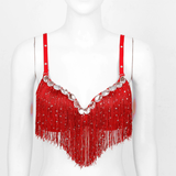 Push-Up Bra with Sequin Tassel Rhinestone / Sexy Women's Dancewear Bra - EVE's SECRETS