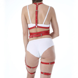Red and Black Garter Belt / 2 Pcs Edgy Pastel Goth Women Sex Belts / Adult Gothic Bondage Body Harness - EVE's SECRETS