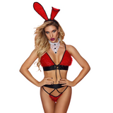 Costume de lapin féminin sexy rouge / vêtements érotiques pour femmes pour les jeux de rôle 