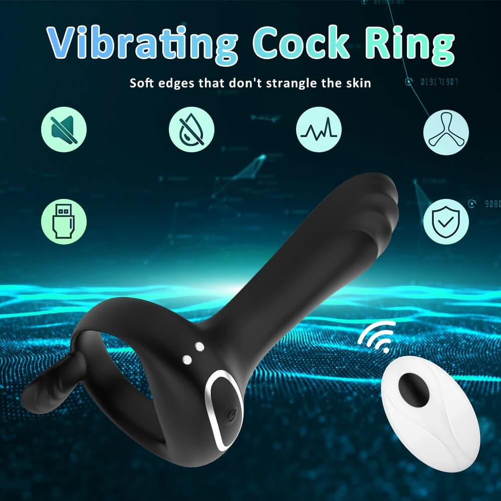 Remote Controlled Vibrators For Couples / Men's Silicone Cock Ring / Black Male Masturbator - EVE's SECRETS