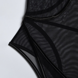 Seductive Black Mesh Bodysuit with Halter Neck and Shoulder Straps / Women's Sexy Outfits - EVE's SECRETS