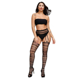 See-Through Lingerie for Lady / Black Bodystockings with Suspenders / Open Crotch Lingerie - EVE's SECRETS