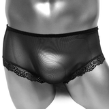Durchsichtige sexy transparente Unterwäsche für Herren / Dessous-Boxerunterwäsche mit Spitze / erotische männliche Unterhose 