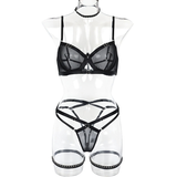 Sensual Erotic 4-Pieces Lace Set / Sexy Thongs With Bra / Exotic Patchwork Lingerie - EVE's SECRETS