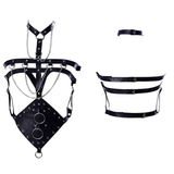 Sexy BDSM Body Harness with Metal Chains and Rings / Women's PU Leather Adjustable Bondage - EVE's SECRETS