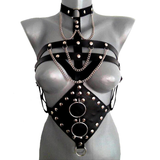 Sexy BDSM Body Harness with Metal Chains and Rings / Women's PU Leather Adjustable Bondage - EVE's SECRETS