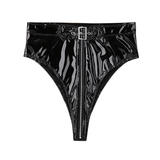 Sexy Black Ladies Wet Look Panties / High Waist Briefs with Belt / Female Underwear on Zipper - EVE's SECRETS