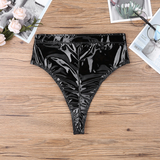 Sexy Black Ladies Wet Look Panties / High Waist Briefs with Belt / Female Underwear on Zipper - EVE's SECRETS