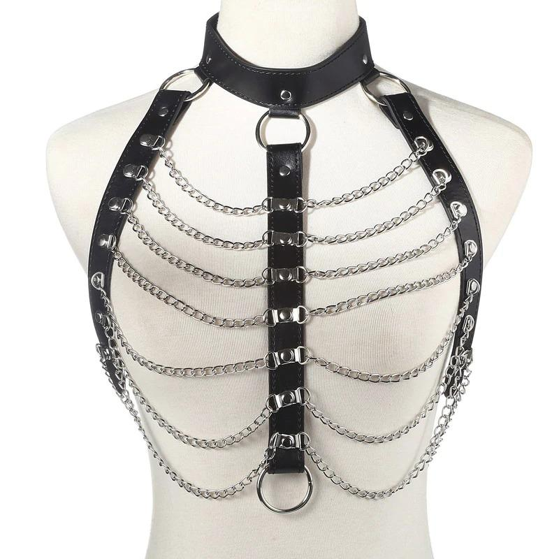 Sexy Body Chest Harness for Women with Many Chains / Body Harness Accessory in Fetish Fashion - EVE's SECRETS