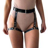 Sexy Chain Black Leather Leg Body Harness / BDSM Bondage Body Chain Accessories