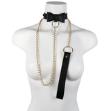 Sexy Choker with Bow and Chain Leash / Erotic Slave Collar / BDSM Artificial Leather Accessories