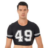 Sexy Football Player Cosplay Costume / Men's O-Neck Crop Top with Numbers on Front