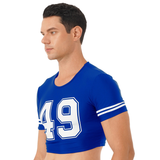 Sexy Football Player Cosplay Costume / Men's O-Neck Crop Top with Numbers on Front - EVE's SECRETS