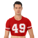Sexy Football Player Cosplay Costume / Men's O-Neck Crop Top with Numbers on Front - EVE's SECRETS