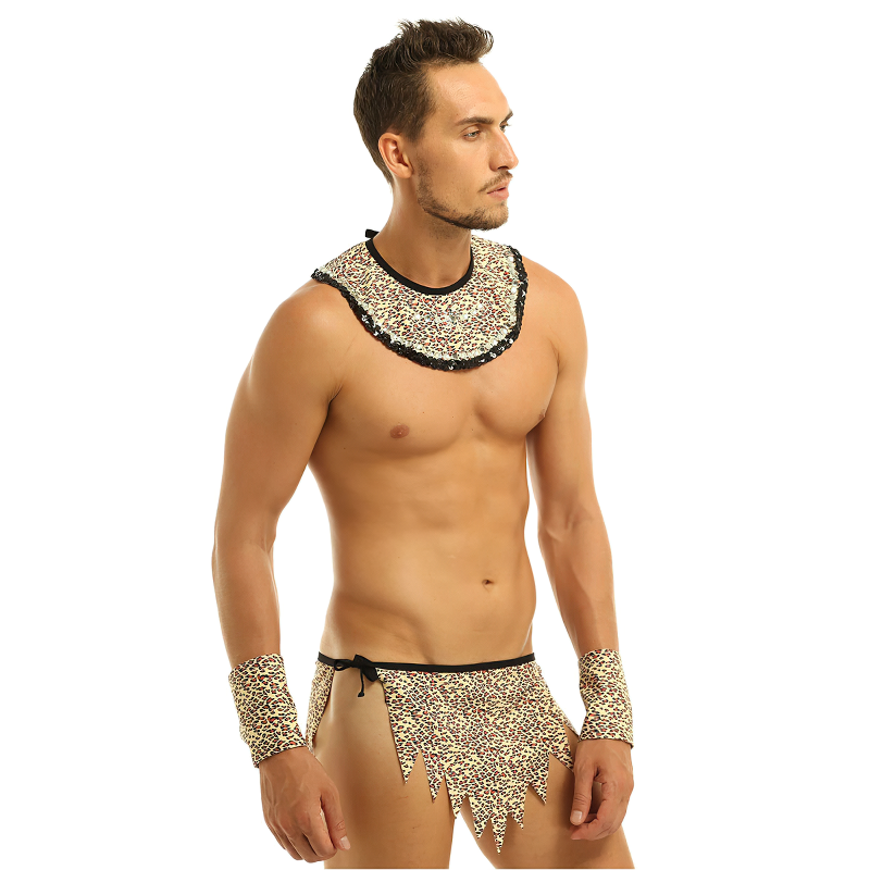 Sexy Halloween Costumes for Men / Hot Leopard Caveman Dress Up / Adult Cosplay Underwear - EVE's SECRETS