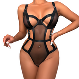 Sexy Hollow Out Bodysuit for Women / Erotic Female Black Transparent Bodysuits with Thong - EVE's SECRETS