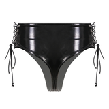 Sexy Lace-up Wet Look Panties in Black Color / Women's Shiny Lingerie - EVE's SECRETS