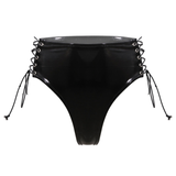 Sexy Lace-up Wet Look Panties in Black Color / Women's Shiny Lingerie - EVE's SECRETS