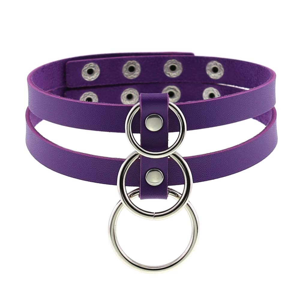 Sexy Layered Choker / Cosplay Necklace with Metal Rings / BDSM Aesthetic Accessories - EVE's SECRETS