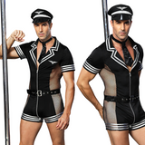 Sexy männliches Polizeiuniform-Cosplay-Kostüm / erotische Rollenspiel-Nachtwäsche für Herren 