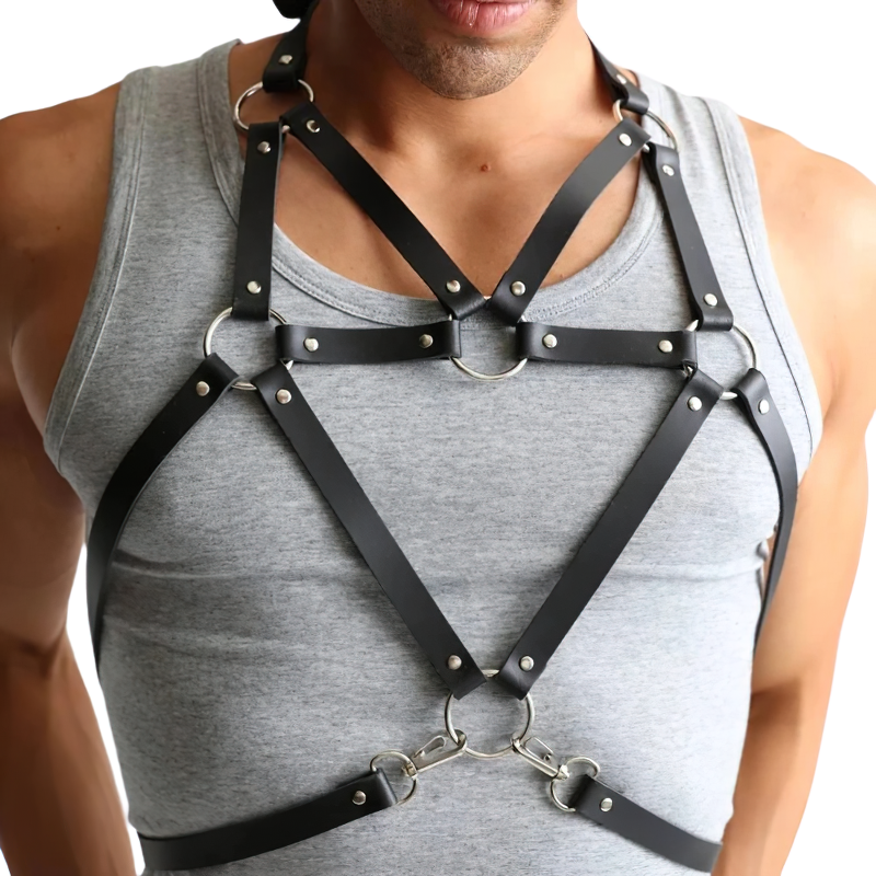 Sexy Male PU Leather Body Harness / Punk Style Adjustable Bondage for Men / BDSM Accessories - EVE's SECRETS