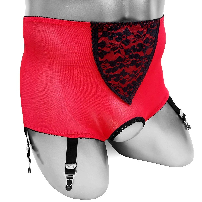 Sexy Man's Boxer Panties With Lace And Suspenders For Stockings / Aesthetic Male Underwear - EVE's SECRETS