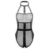 Sexy Mesh See-through Bodysuit / Ladies Erotic Fishnet Lingerie / Underwear with Zipper Crotch - EVE's SECRETS