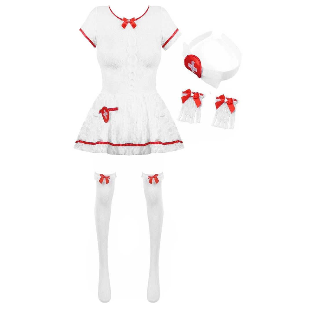 Sexy Nurse Lace Dress Cosplay Set / Role-Playing Sex Costume for Women - EVE's SECRETS