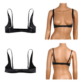 Sexy Open Cup Bra in Black Color / Faux Leather Wire-Free Shelf Bra / Female Erotic Lingerie - EVE's SECRETS