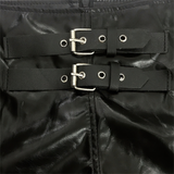 Sexy Patent Leather Shorts with Belts / Women Black Stretch Shorts / Female Fashion Clothing - EVE's SECRETS