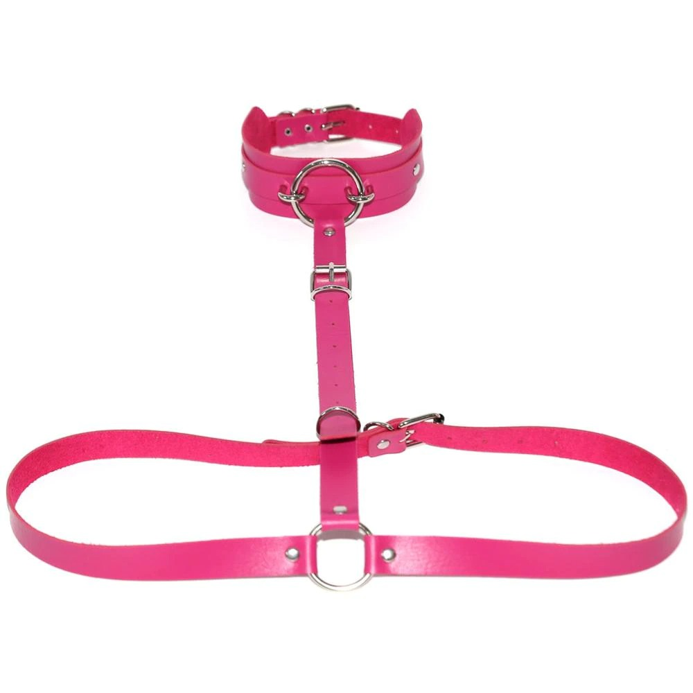 Sexy PU Leather Body Harness / Choker Collar With Metal Ring / Cosplay Erotic Accessories - EVE's SECRETS
