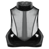 Sexy PU Leather Gothic Crop Top Streetwear / Wireless Bra Top with Backless Vest - EVE's SECRETS