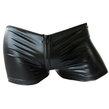 Sexy PU Leather Low-Rise Men Boxer Shorts / Open Back Zipper Closure Hole Men Underpants - EVE's SECRETS