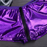 Sexy PU Leather Low-Rise Men Boxer Shorts / Open Back Zipper Closure Hole Men Underpants - EVE's SECRETS