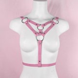 Sexy PU Leather Pink Bondage Bra Cage / Women's O-Ring Chest Harness Accessories - EVE's SECRETS