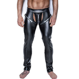 Sexy Trousers With Open Crotch For Men / Latex Wetlook Black Leggings / Stylish Fetish Clubwear