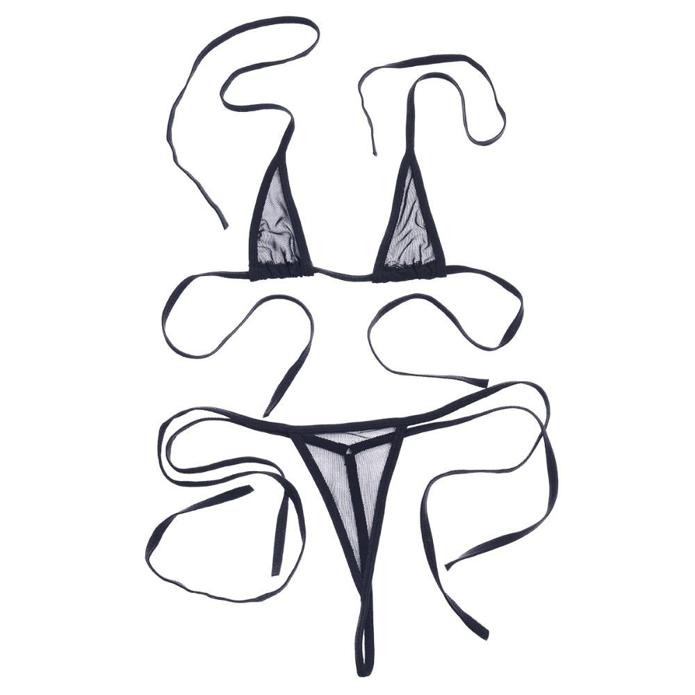 Sexy Women Underwear / Mesh See-through Halter Bikini Top with Tie Side / Hot Lingerie Set - EVE's SECRETS