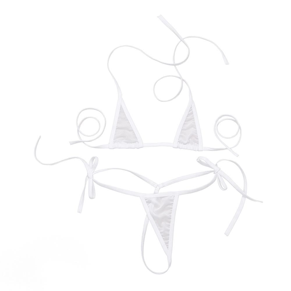 Sexy Women Underwear / Mesh See-through Halter Bikini Top with Tie Side / Hot Lingerie Set - EVE's SECRETS