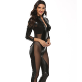 Sexy Women's Black Costume / See-Through Jumpsuit on Zipper / Mesh Cosplay Bodysuits - EVE's SECRETS