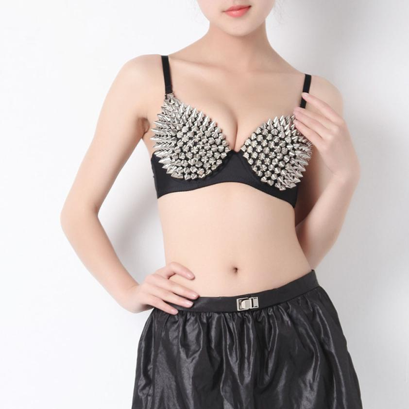 Sexy Women's Rhinestone Cover Bra with Spikes / Alternative Style Clothing - EVE's SECRETS