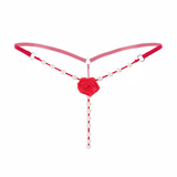 Sexy Women's Open Crotch Underwear / Attractive Open Beading Flower G-String Thong - EVE's SECRETS