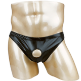 Shiny Wet Look Leather Bikini Gay Underwear / Sexy Open Butt Sissy Panties with Holes - EVE's SECRETS