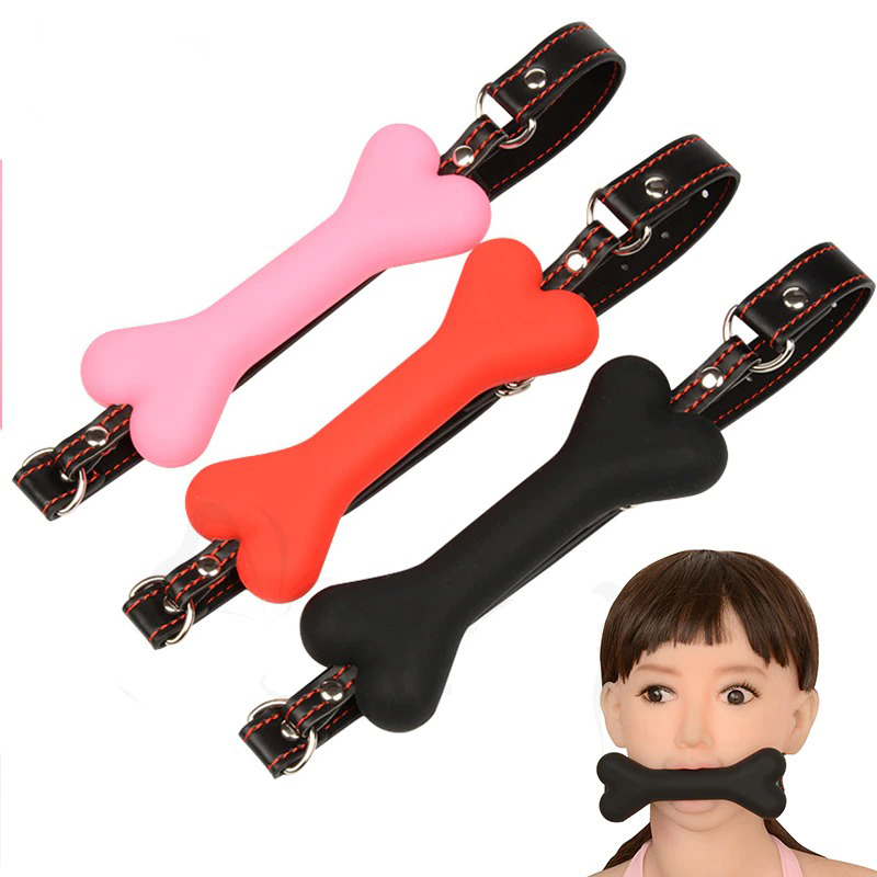 Silicone Dog Bone Gag with PU Leather Straps / Adult Erotic Sex Toy for Ladies - EVE's SECRETS