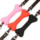 Silicone Dog Bone Gag with PU Leather Straps / Adult Erotic Sex Toy for Ladies - EVE's SECRETS