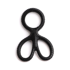 Silicone Triple Penis and Scrotum Ring / Black Ribbed Cock Ring / Male